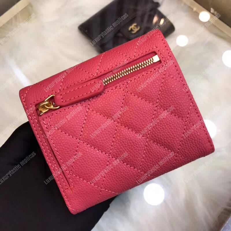 Ch*el classic small flap wallet red blue interior