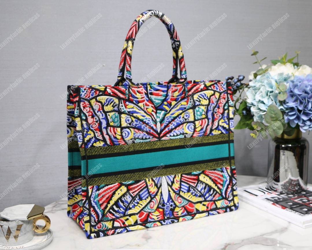 D*or book tote bag multicolored embroidered butterfly 2018