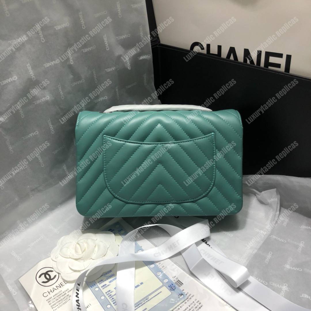 Ch*el mini flap bag light blue