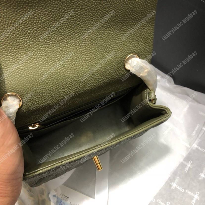 Ch*el mini flap bag green