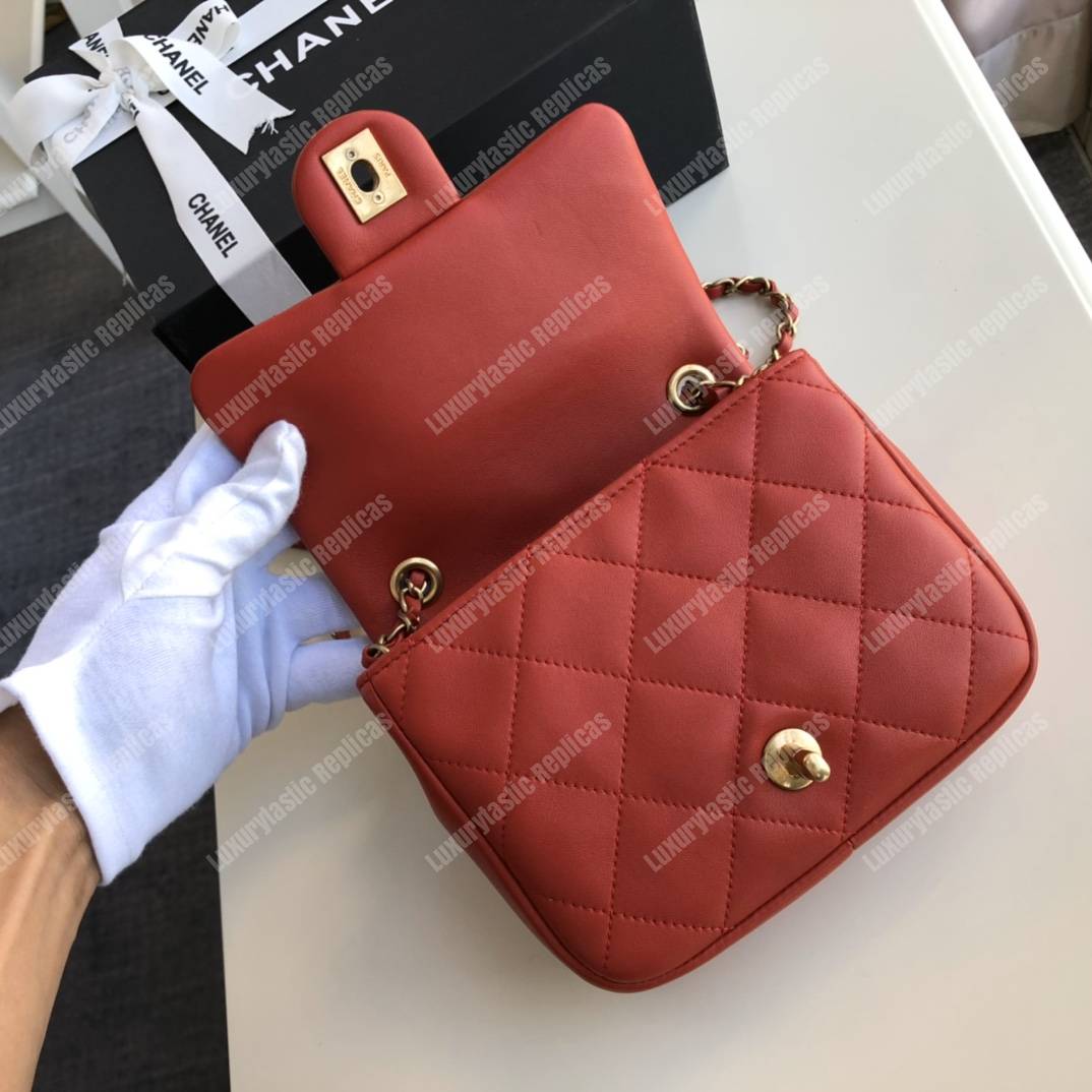 Ch*el small flap bag lambskin red