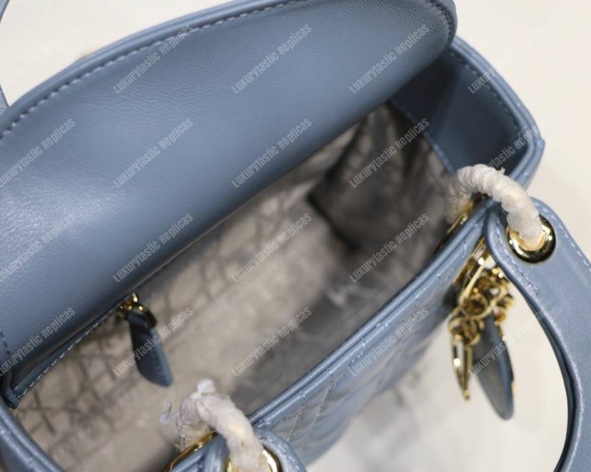 mini lady D*or lambskin bag blue