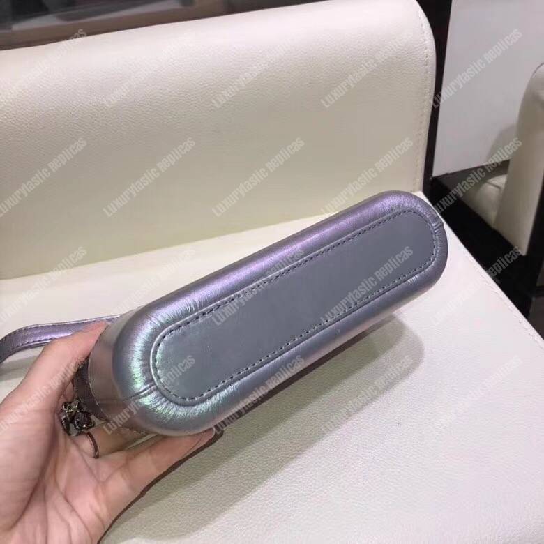 Ch*el clutch with chain purple metallic