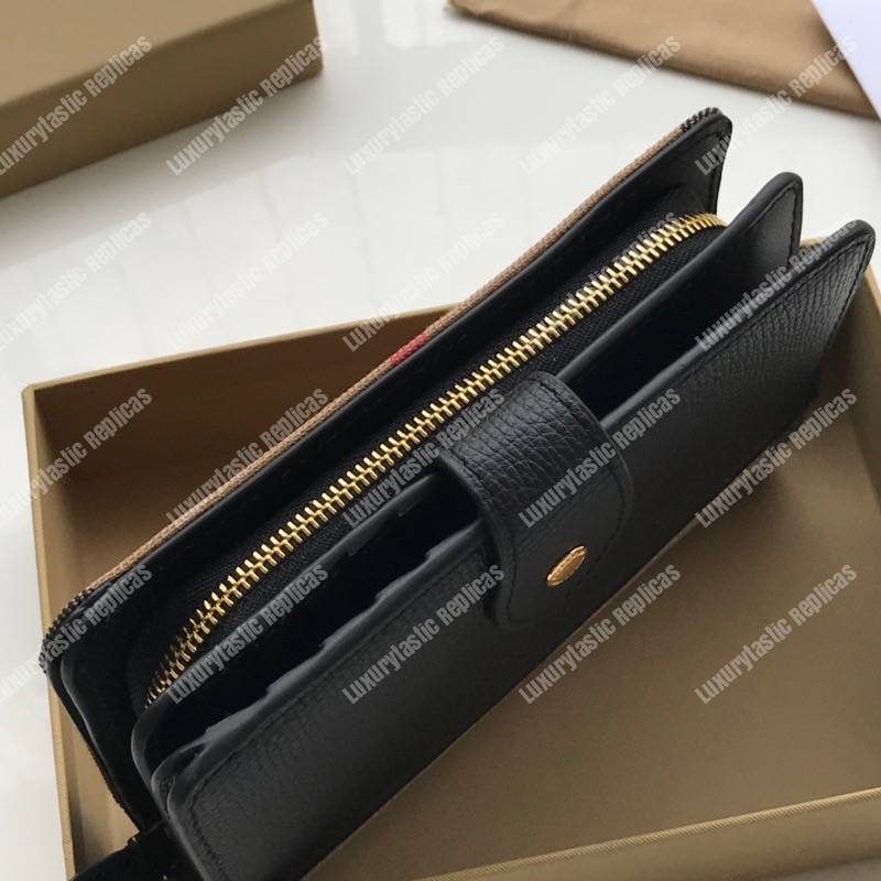 B**rry house check and leather wallet black