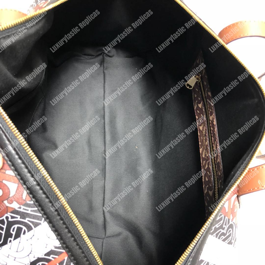 B**rry medium monogram stripe e-canvas barrel bag bridle brown