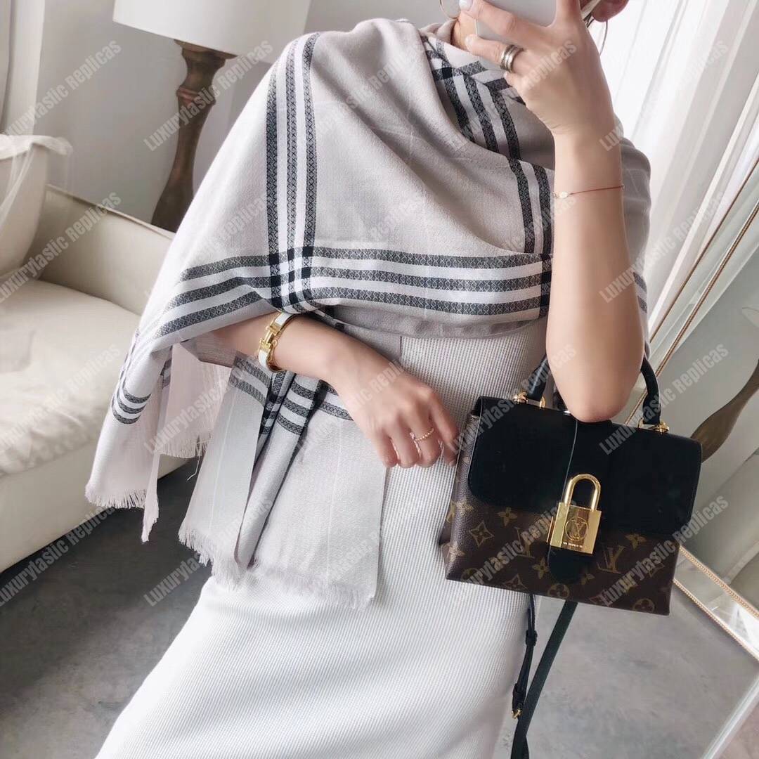 B**rry check cashmere scarf black white grey