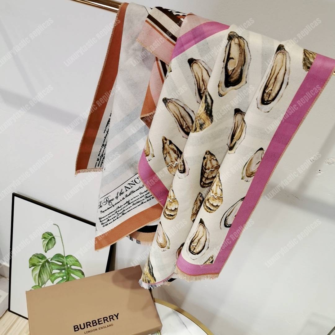 B**rry oyster, beige monogram and mariner print silk scarf archive beige
