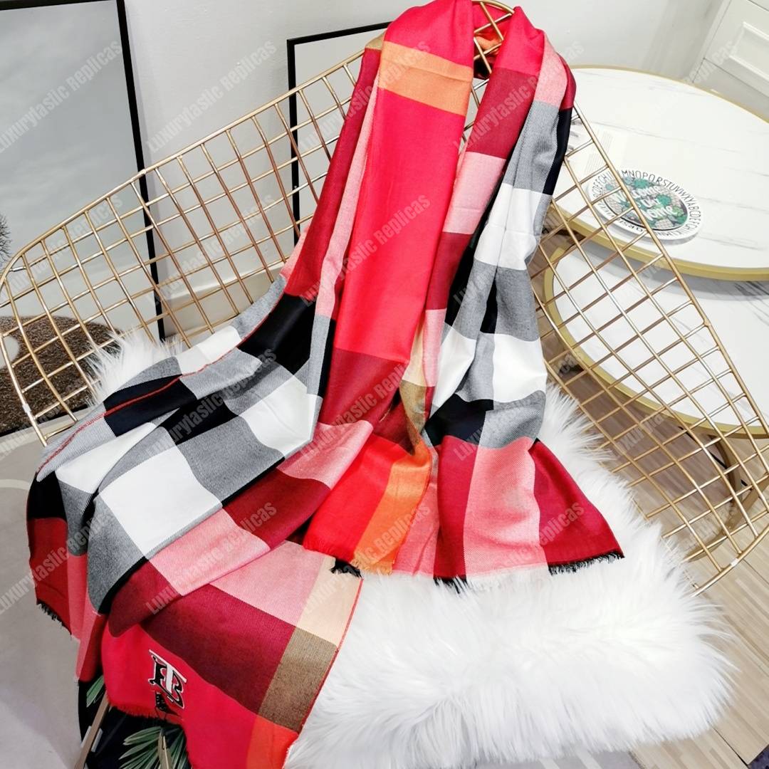 B**rry cashmere scarf red maroon tb monogram