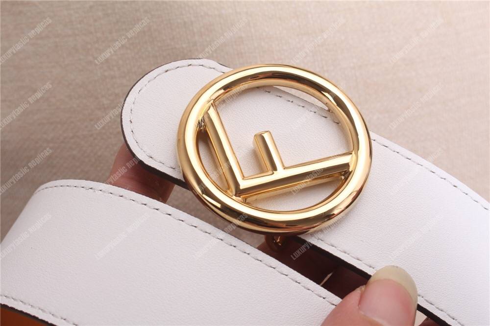 F**di white/caramel leather belt