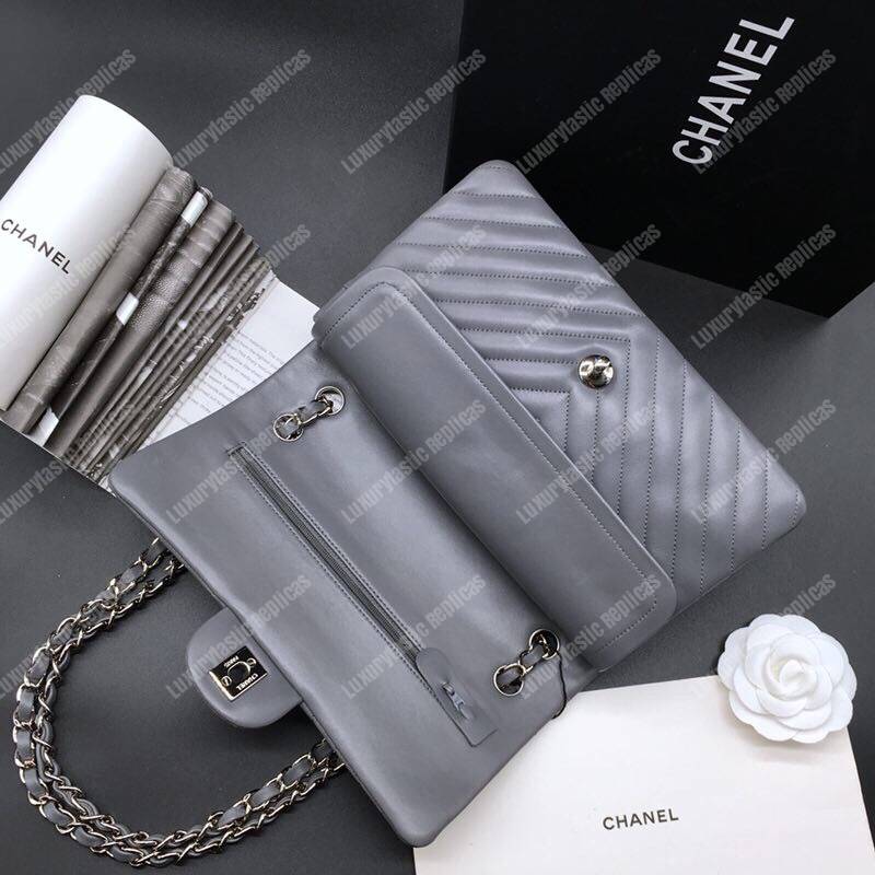 Ch*el classic medium handbag grey