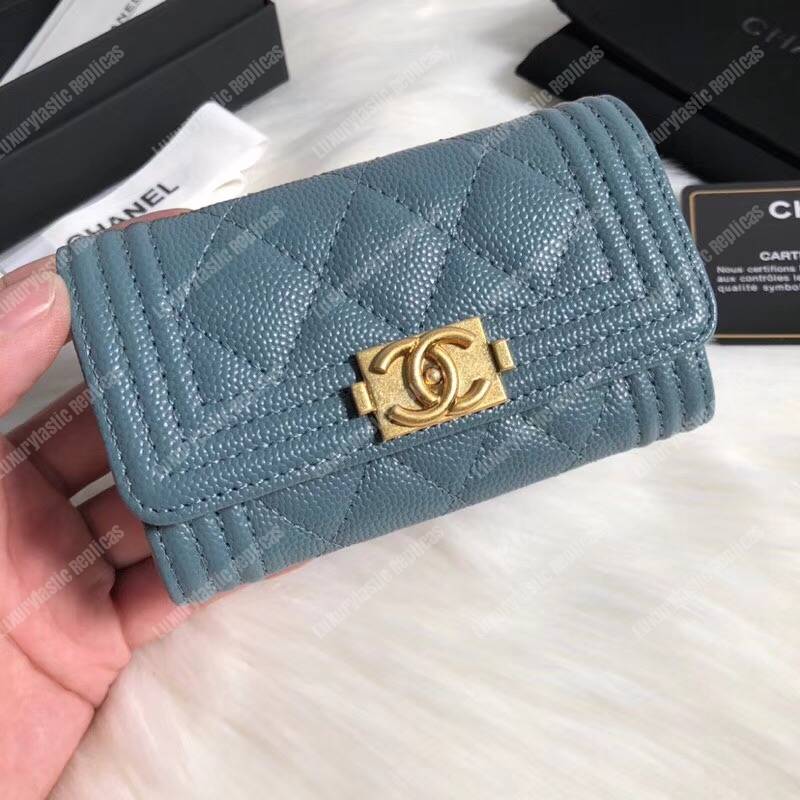 Ch*el boy small flap wallet blue