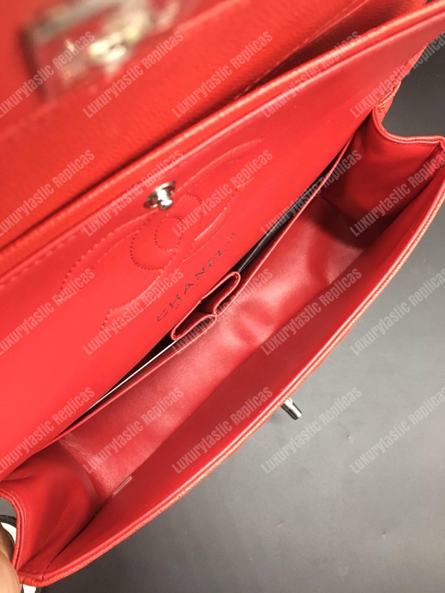 Ch*el classic medium handbag red