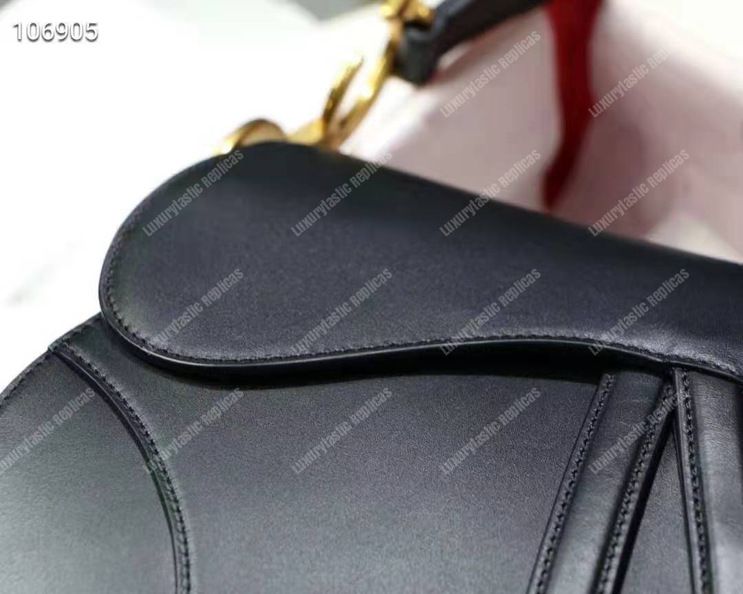D*or mini saddle bag in black calfskin