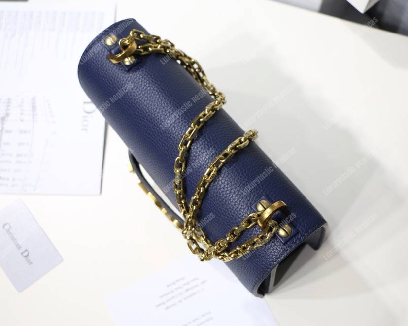 j’aD*or calfskin flap bag dark blue