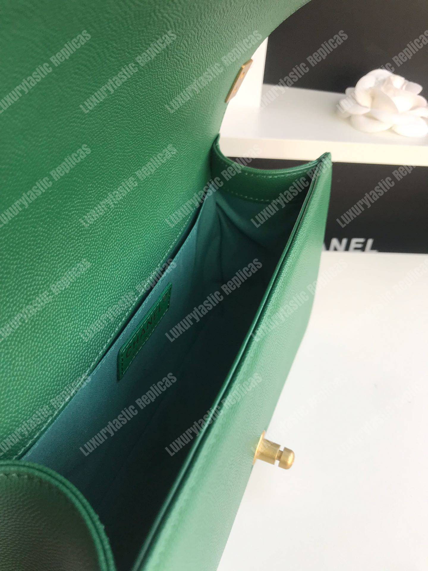 Ch*el boy medium handbag green