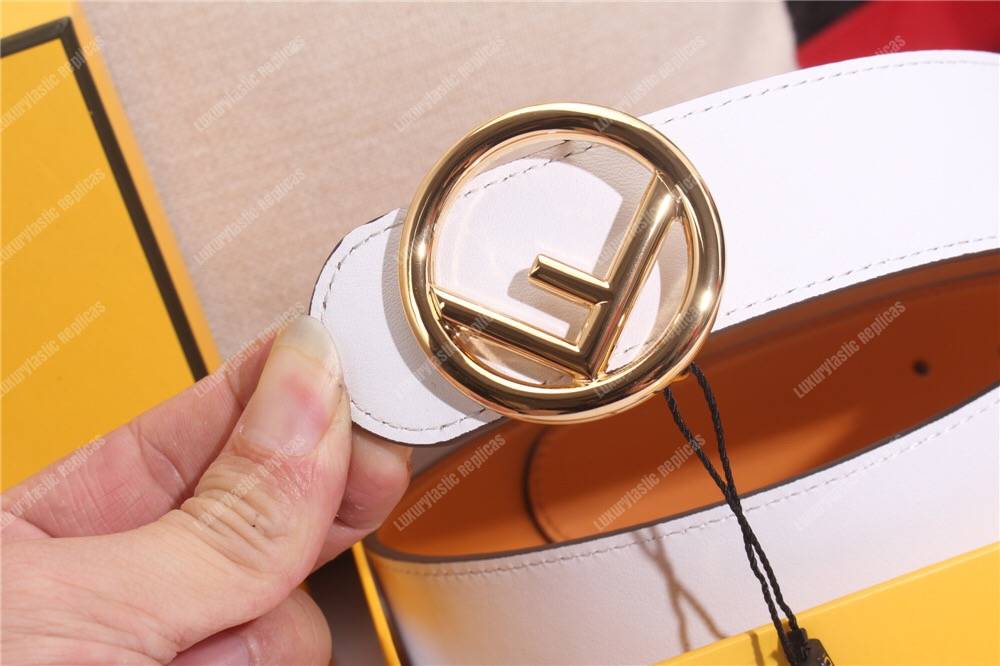 F**di white/caramel leather belt