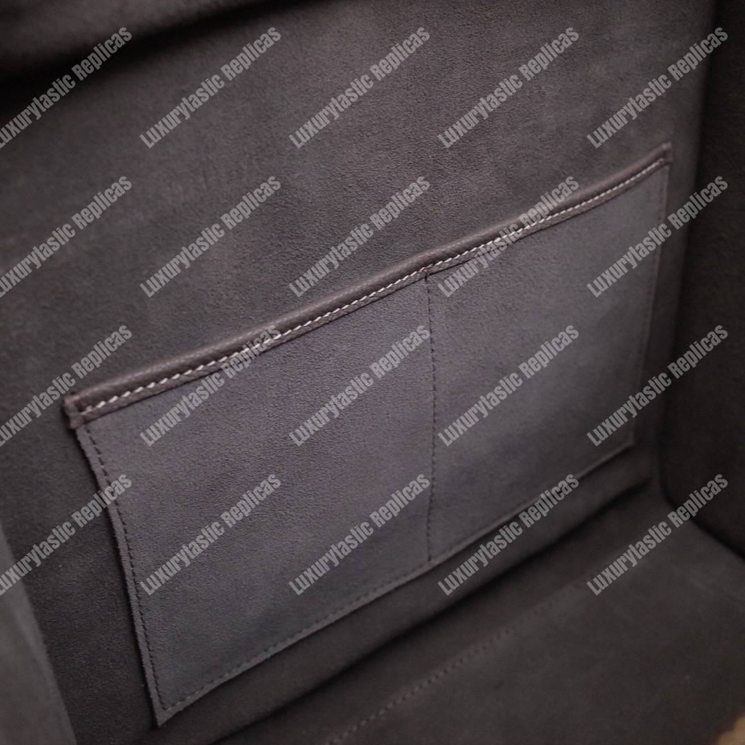 Micro Luggage Handbag In Drummed Calfskin Souris