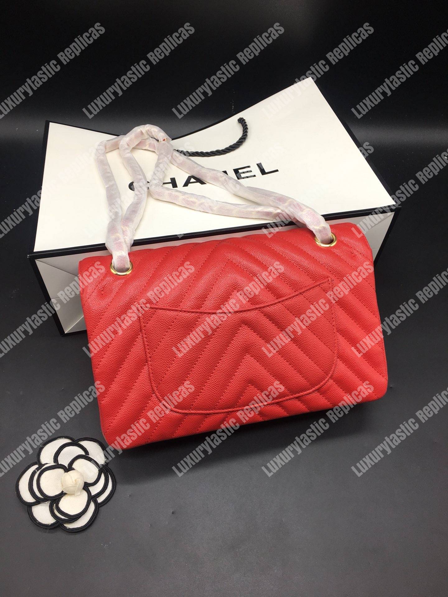 Ch*el classic medium handbag red