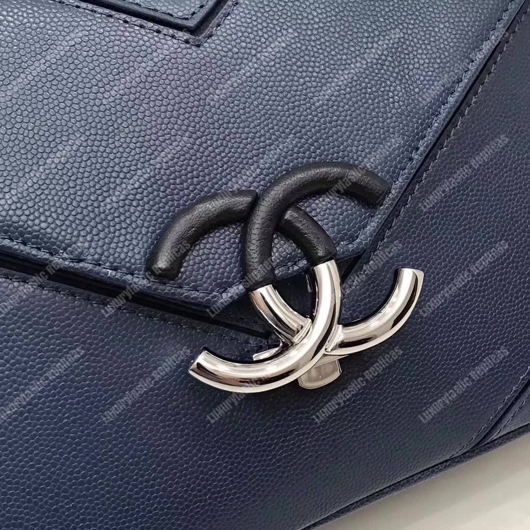 Ch*el medium flap bag blue