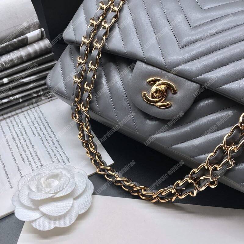 Ch*el classic medium handbag grey