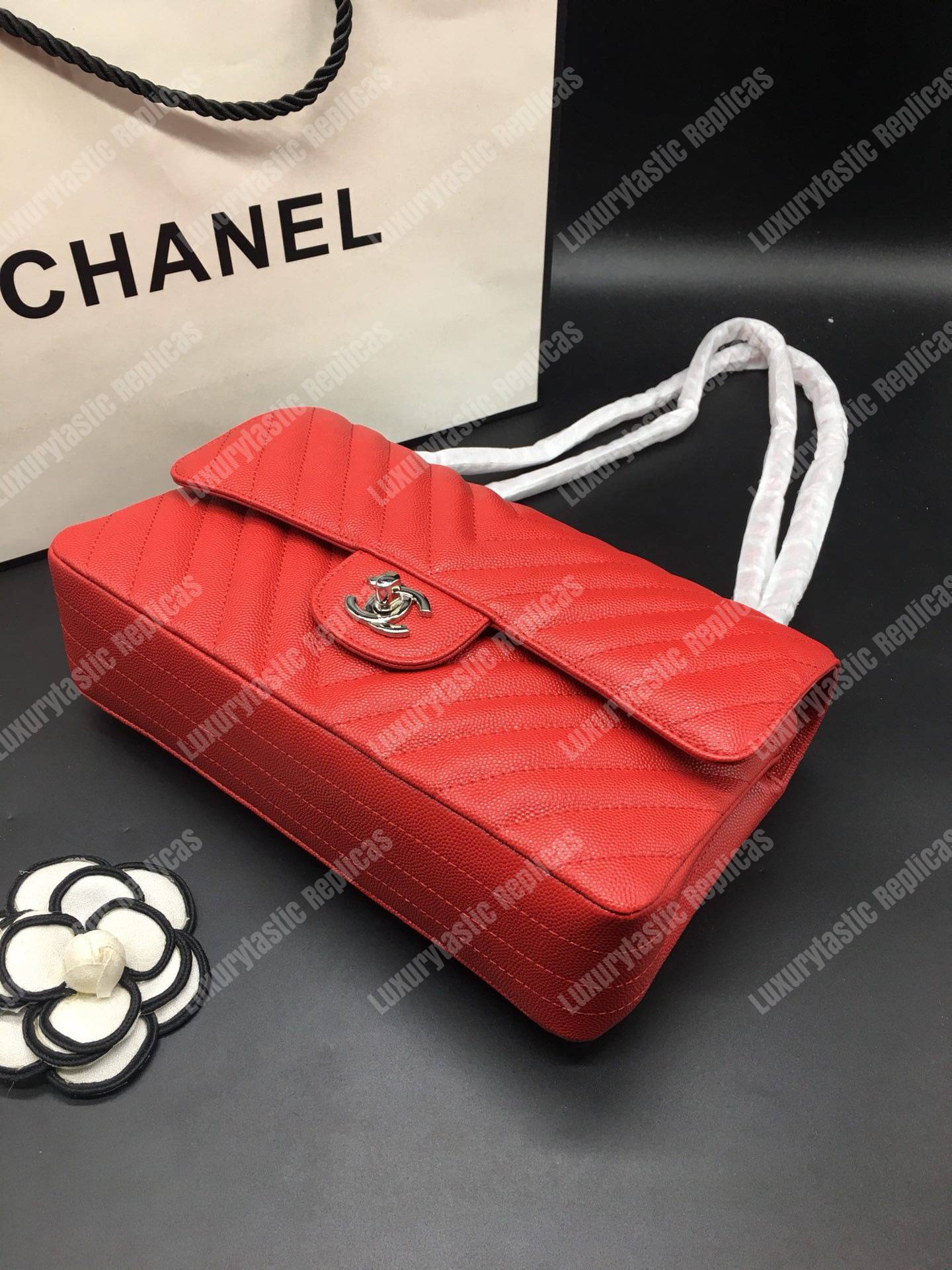 Ch*el classic medium handbag red