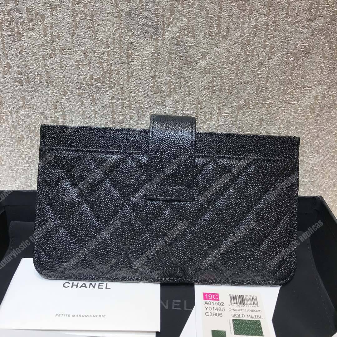Ch*el classic pouch caviar leather black