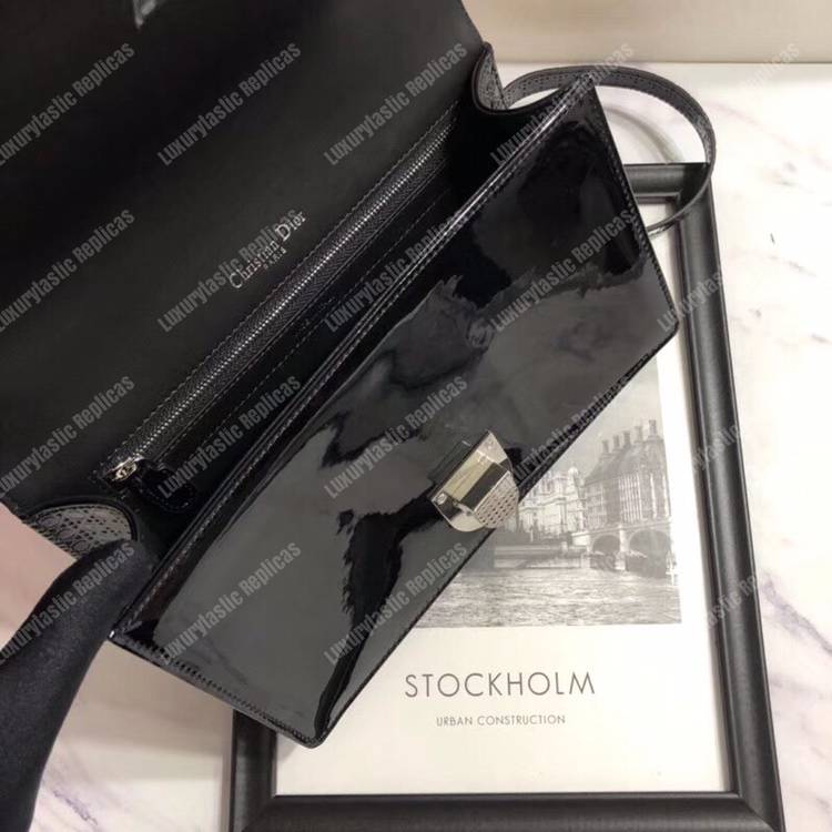 D*orama black-toned metallic calfskin flap bag