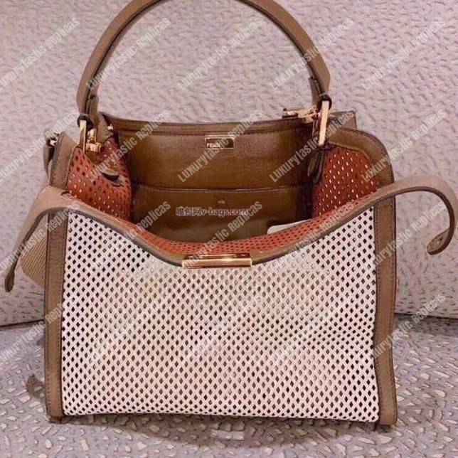 F**di peekaboo x-lite medium white leather bag