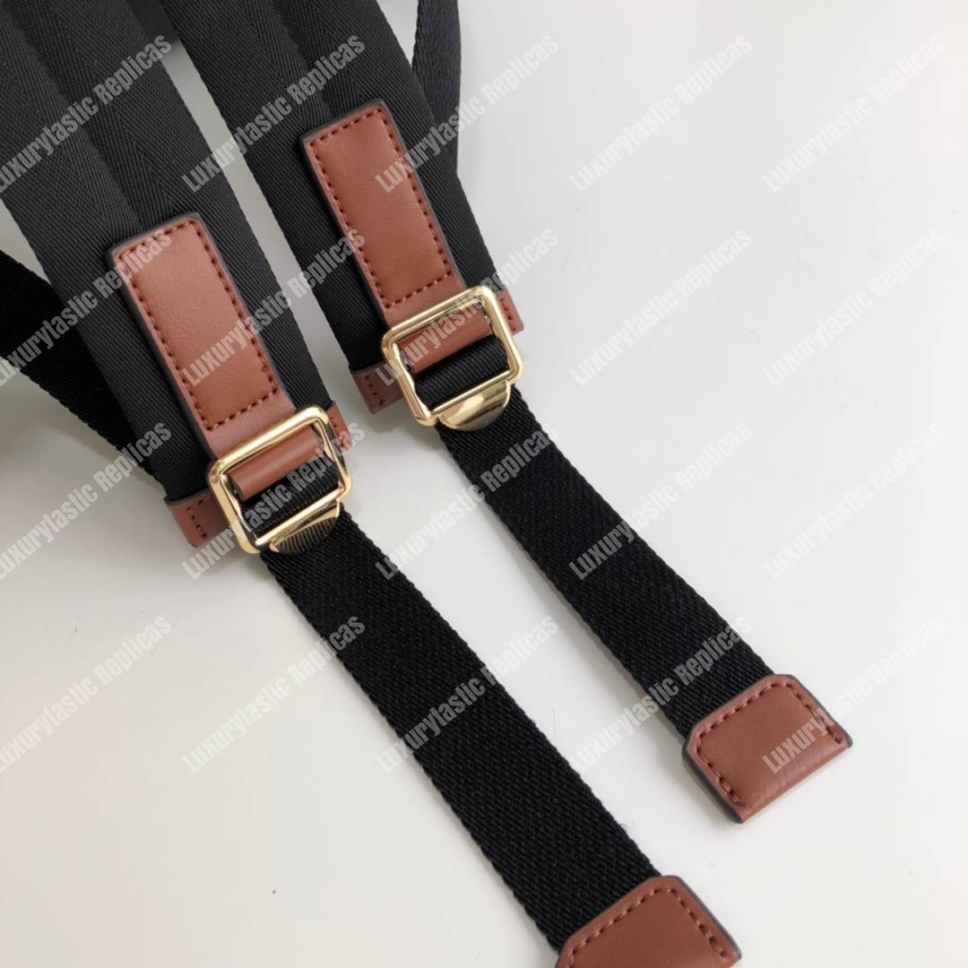 B**rry monogram stripe print e-canvas backpack bridle brown