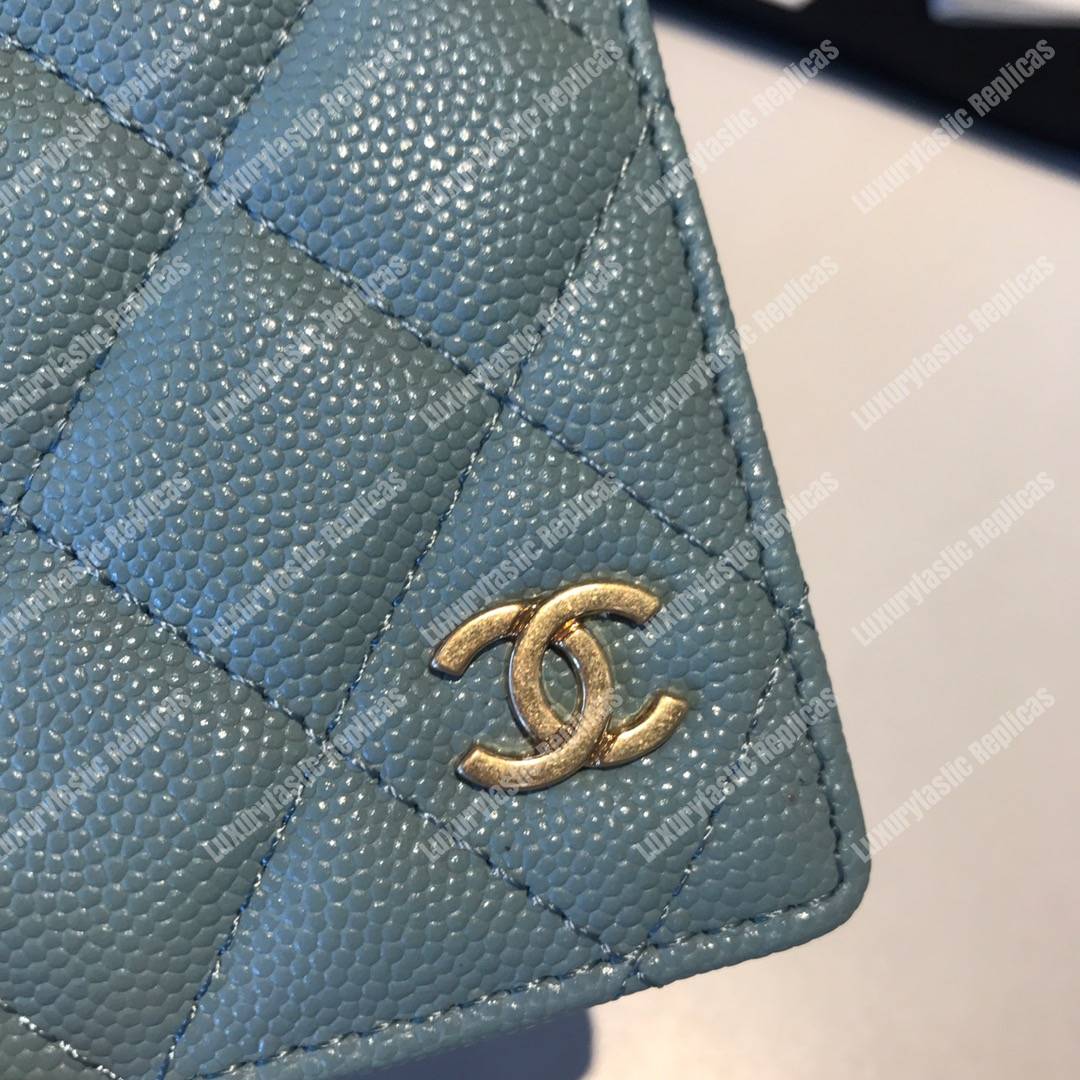 Classic Passport Holder Caviar Leather Sky Blue