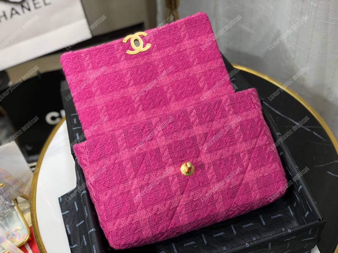 Ch*el 19 large flap bag fuchia