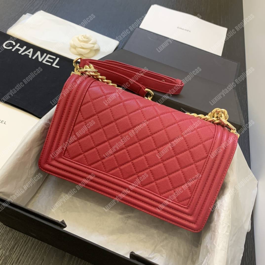 Ch*el boy medium handbag red