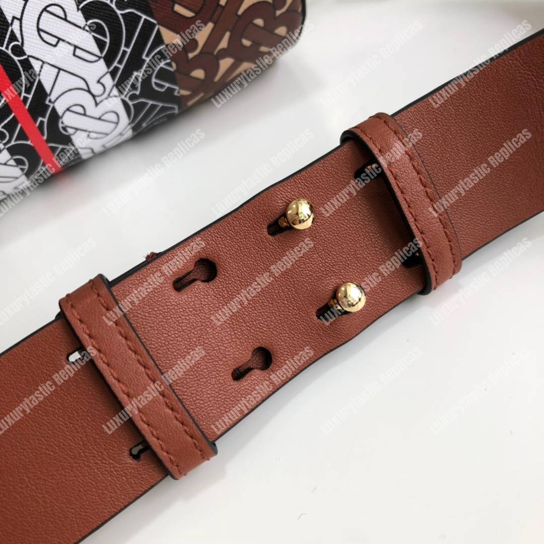 B**rry the monogram stripe e-canvas and leather barrel bag bridle brown