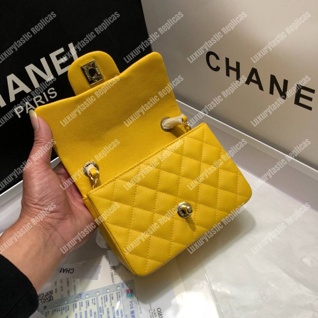Ch*el mini flap bag yellow