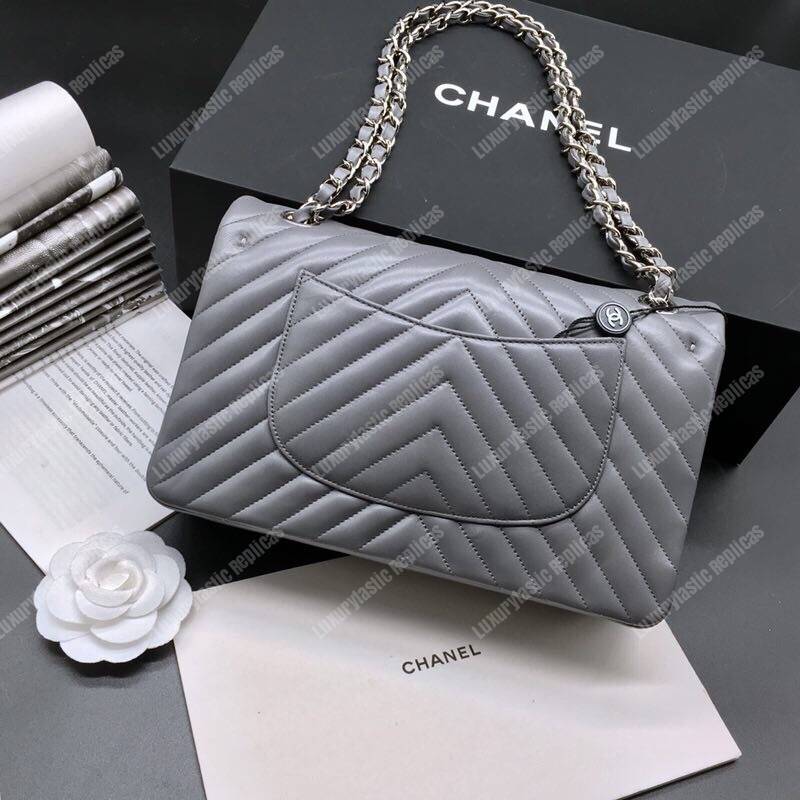 Ch*el classic medium handbag grey