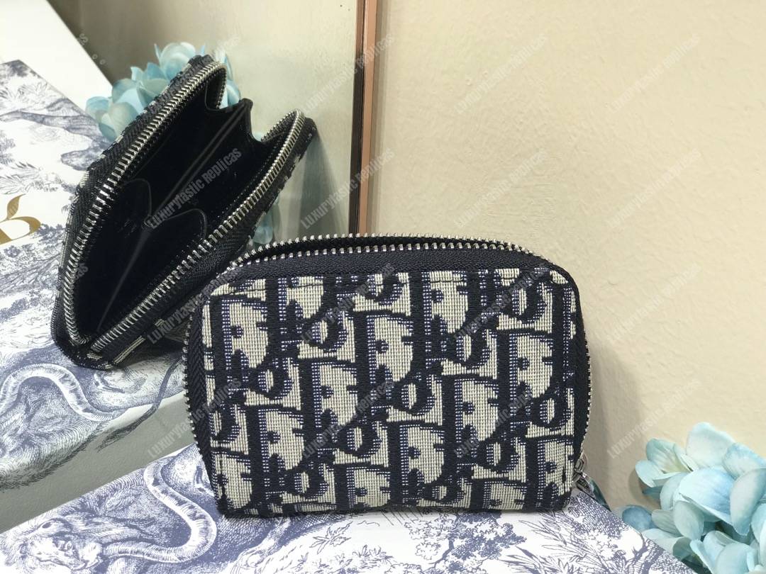 saddle D*or blue oblique wallet