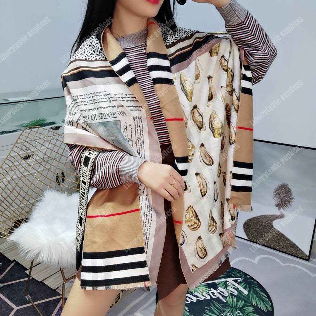 B**rry oyster, black monogram and mariner print silk scarf archive beige
