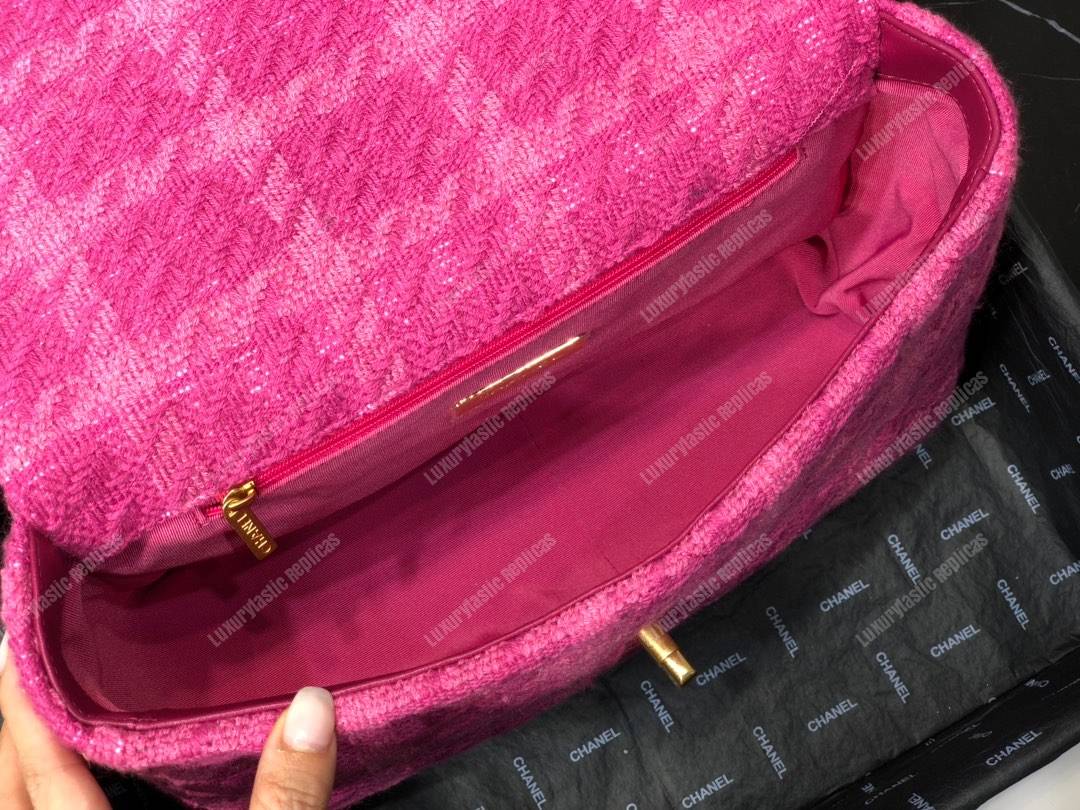 Ch*el 19 large flap bag fuchia