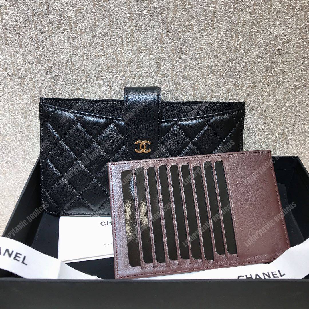 Ch*el classic pouch lambskin leather black