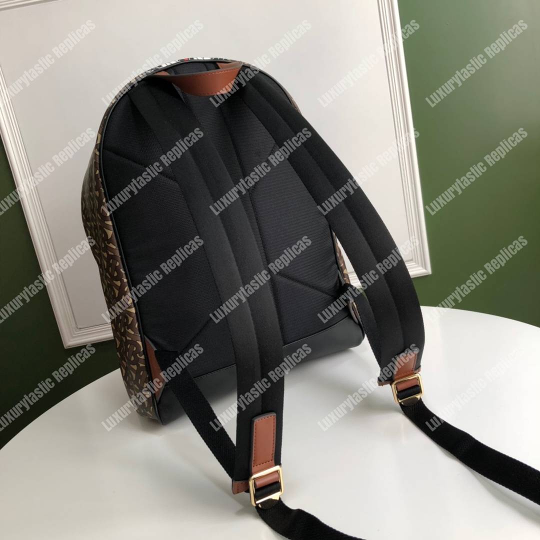 B**rry monogram stripe print e-canvas backpack bridle brown