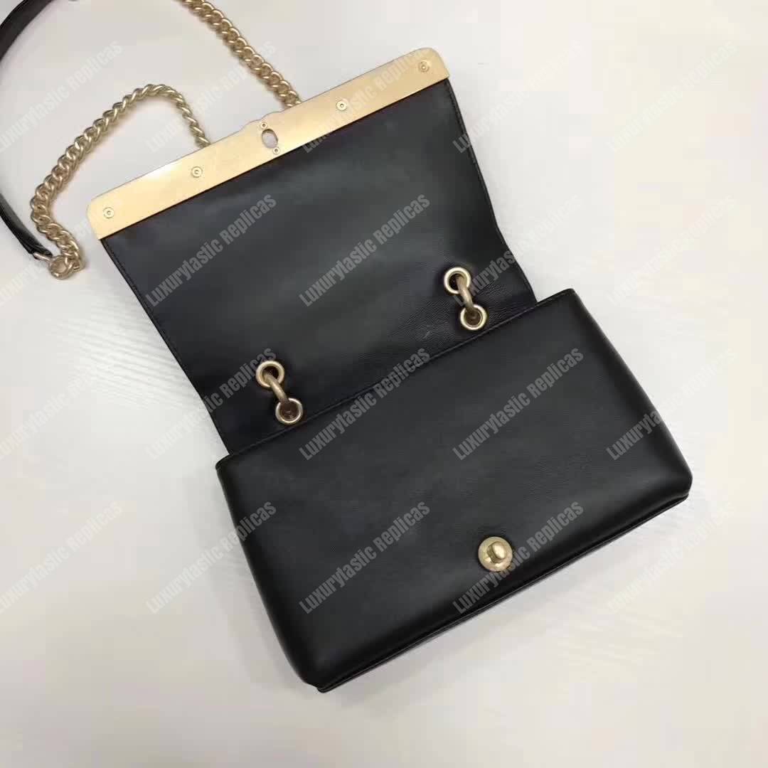 Ch*el chevron stitched chain top handle flap bag black