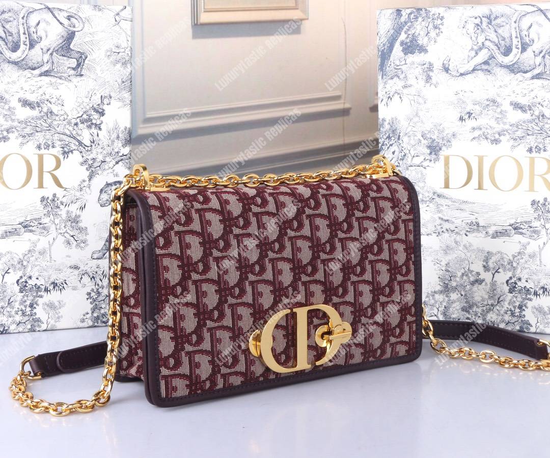 D*or 30 montaigne bag in burgundy oblique canvas