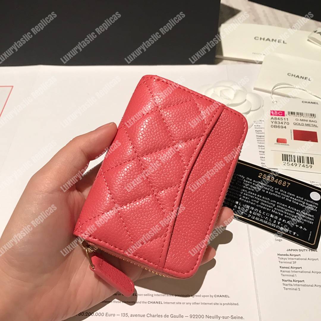 Ch*el classic zipped coin purse pink