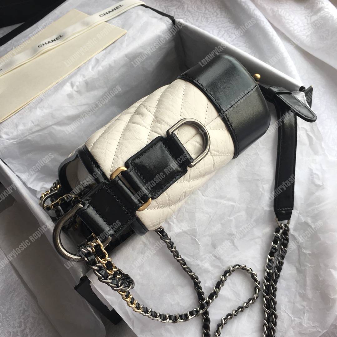 Ch*el’s gabrielle small hobo bag white