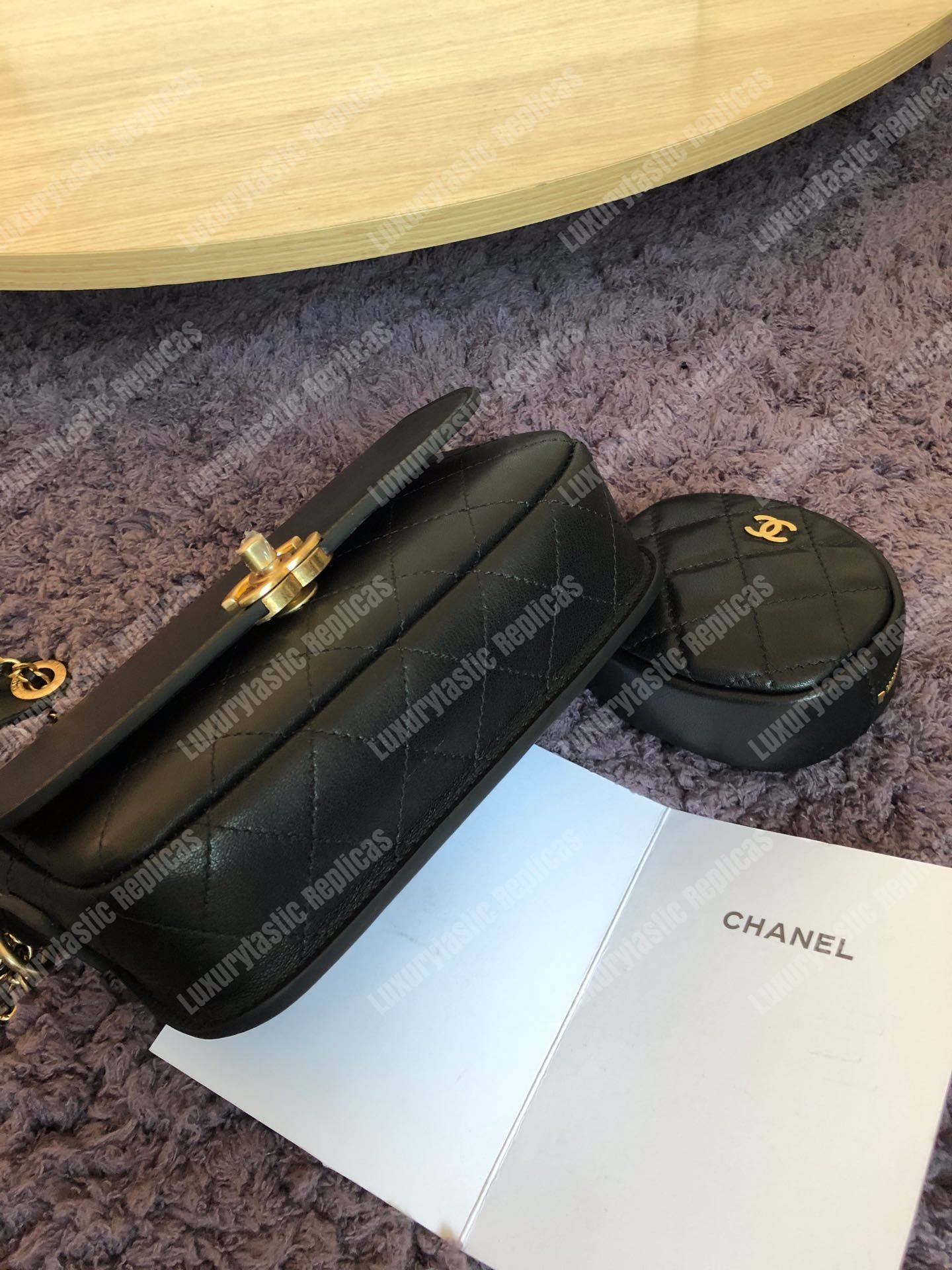 Ch*el flap bag & coin purse black