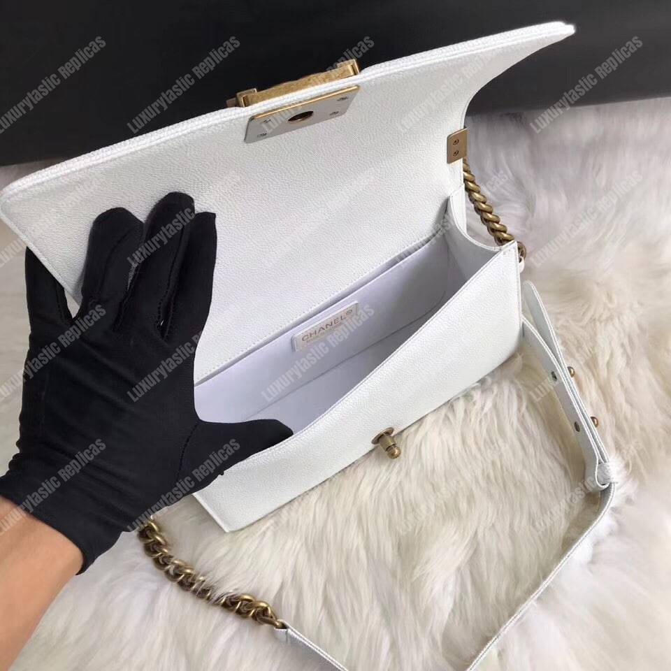 Ch*el boy medium handbag white