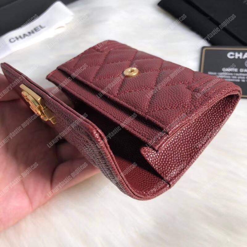 Ch*el boy small flap wallet maroon