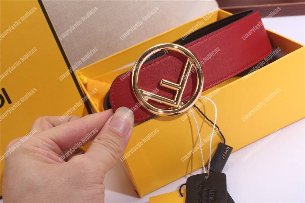 F**di red/black leather belt