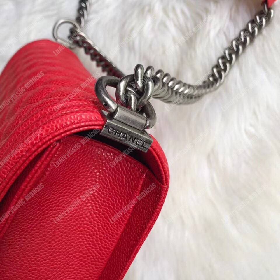 Ch*el boy medium handbag red