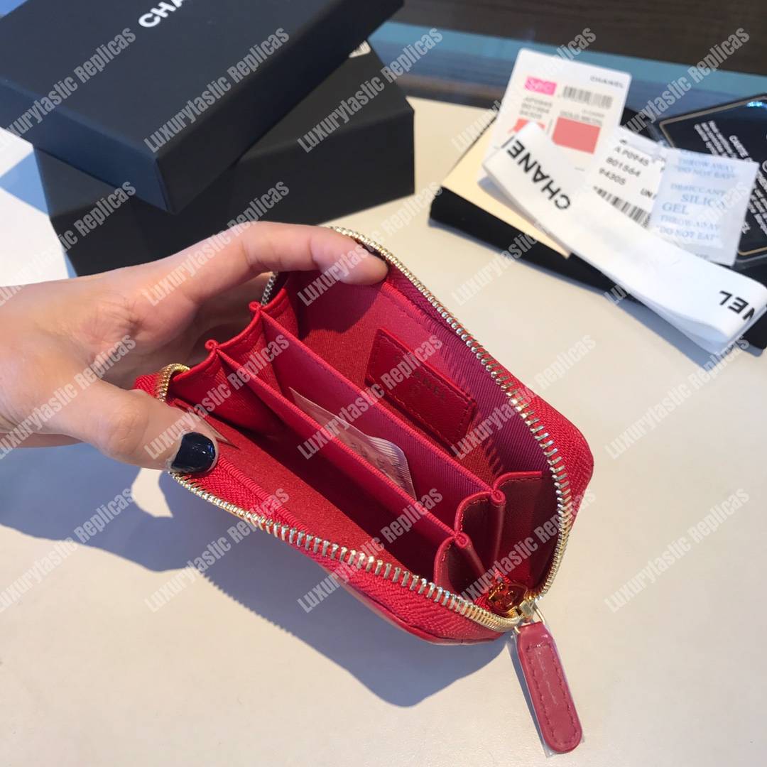 Ch*el 19 zipped coin purse scarlet